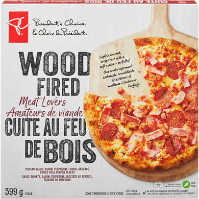 le Choix du Président Pizza pour les amateurs de viande, cuite au four de bois 400 g, 1,57 $/100g