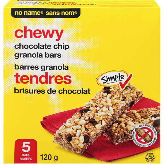 No Name Chewy Chocolate Chip Granola Bars 120 g, $1.91/100g