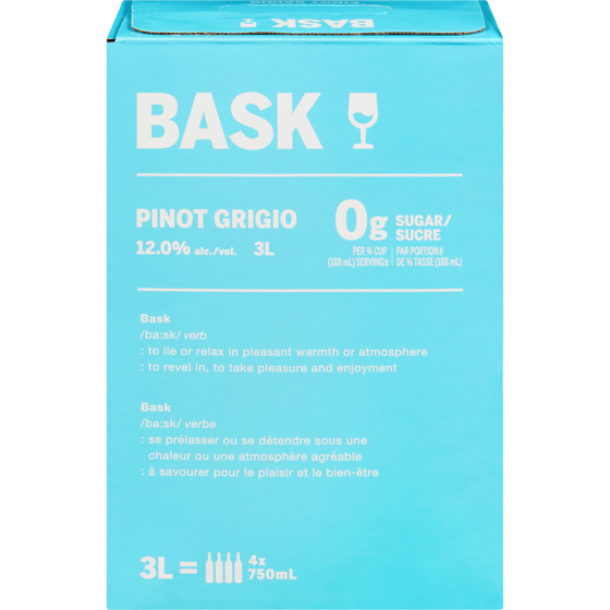 BASK White Wine Pinot Grigio (ID required at pick-up) 3 l, $1.45/100ml
