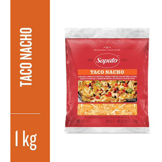 Saputo Fromage Taco Nacho râpé 1 kg, 2,10 $/100g