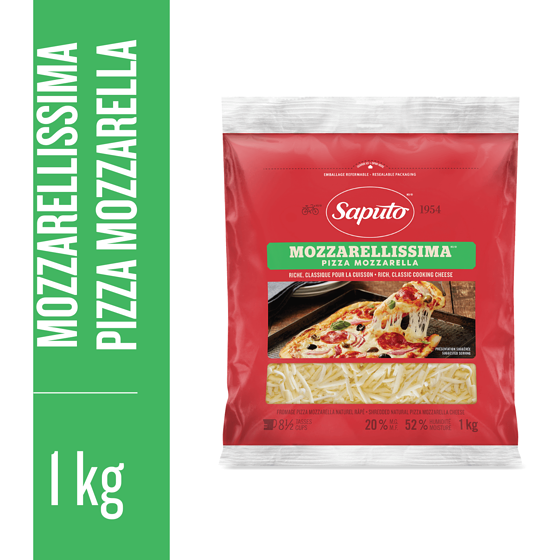 Saputo Mozzarellissima Pizza Mozzarella Shredded Cheese 1 kg, $1.90/100g
