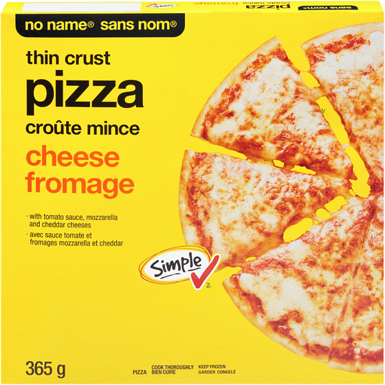 No Name Thin Crust Cheese Pizza 369 g, $0.95/100g
