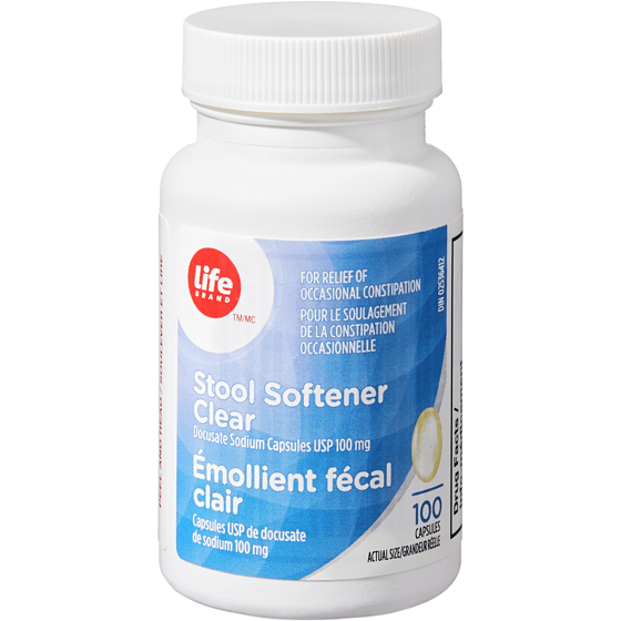 Life Brand Stool Softener Clear USP 100 mg 100 Capsules 100 ea, $0.13/1ea