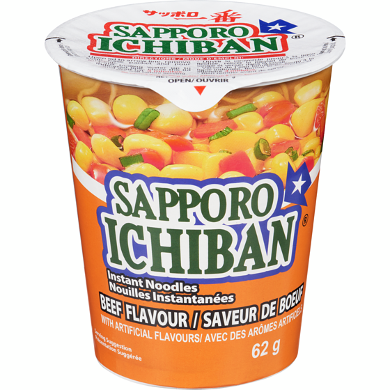 Sapporo Nouilles instantanées saveur de boeuf 62 g, 3,63 $/100g
