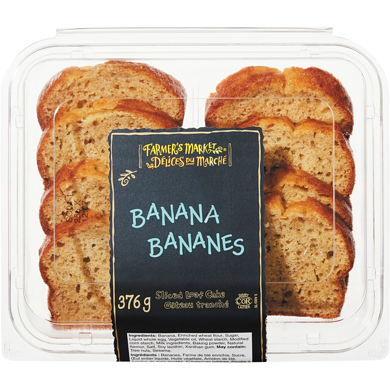 Farmer's Market Banana Loaf Cake, Sliced 376 g, $1.60/100g