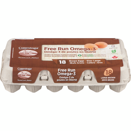 Conestoga Eggs Brown Eggs Free Run Omega-3 Size: Large 18 ea, $0.58/1ea