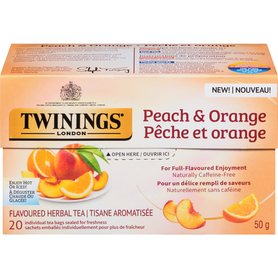 Twinings Flavoured Herbal Tea Peach & Orange 20 ea, $0.35/1ea