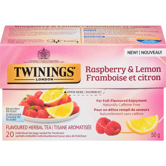 Twinings Tisane aromatisée framboise et citron 20 ea, 0,30 $/1ch
