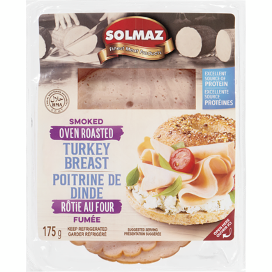 Solmaz Halal Turkey Breast Smoked Oven Roasted 175 g, $4.00/100g