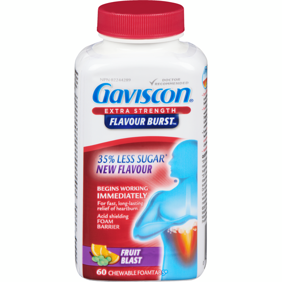 Gaviscon Extra Strength Flavour Burst Tablet 60 ea, $0.27/1ea