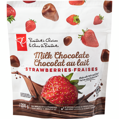 President's Choice Milk Chocolate Covered Strawberries 200 g, $2.75/100g