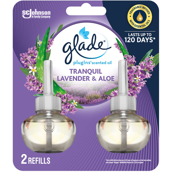 Glade PlugIns Scented Oil Air Freshener 2 Refills, Tranquil Lavender and Aloe 2 ea, $6.50/1ea