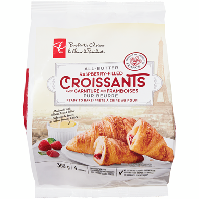 President's Choice Ready To Bake All-Butter Raspberry-Filled Croissants  360 g, $1.66/100g