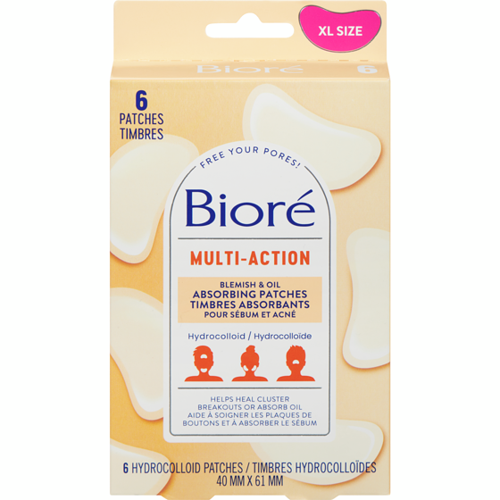 Biore Multi Action Blemish & Oil Absorbing Patches | Hydrocolloid Patch for Oily Skin, Large Patches, 6Ct 6 ea, $2.92/1ea