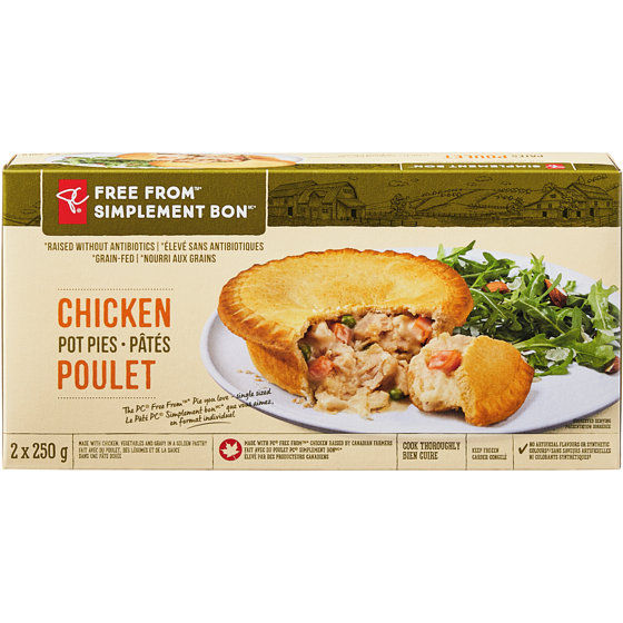 President's Choice Free From Chicken Pot Pies 500 g, $2.60/100g