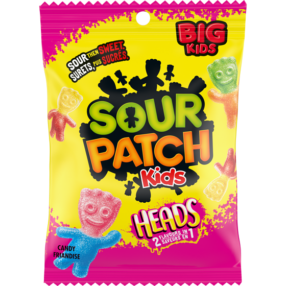 Maynards SOUR PATCH KIDS BIG HEADS, Moelleux, moelleux et amusants, ces bonbons ont des combinaisons de saveurs fruitées 154 g, 2,14 $/100g