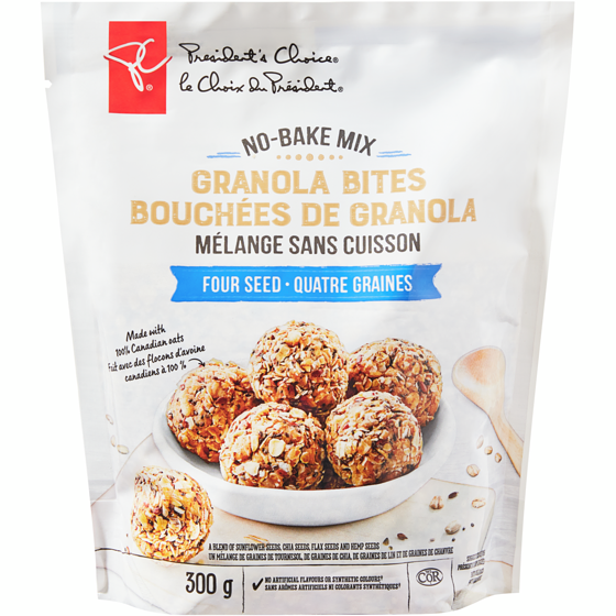 President's Choice No-Bake Mix, Four Seed Granola Bites 300 g, $1.83/100g
