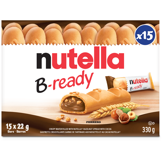 Nutella B-READY, Snack Bars, Crispy wafer filled with NUTELLA, 15 bars per pack 330 g, $4.09/100g