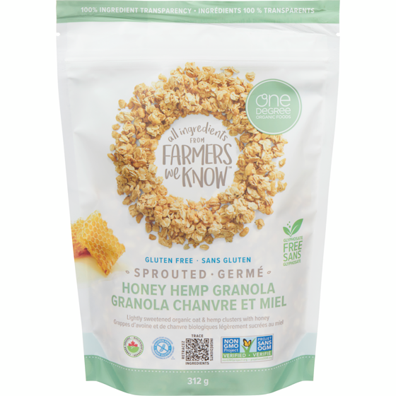 One Degree Honey Hemp Granola Sprouted 312 g, $3.20/100g