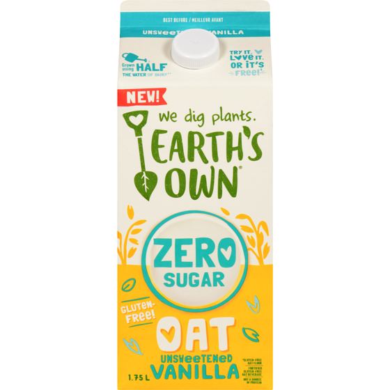 Earth's Own Oat Zero Sugar Beverage Vanilla 1.75 l, $0.23/100ml