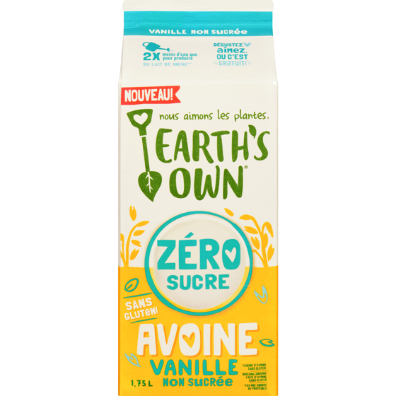 Earth’s Own Sans gluten Boisson à l’avoine Vanille Zéro sucre 1.75 l, 0,23 $/100ml