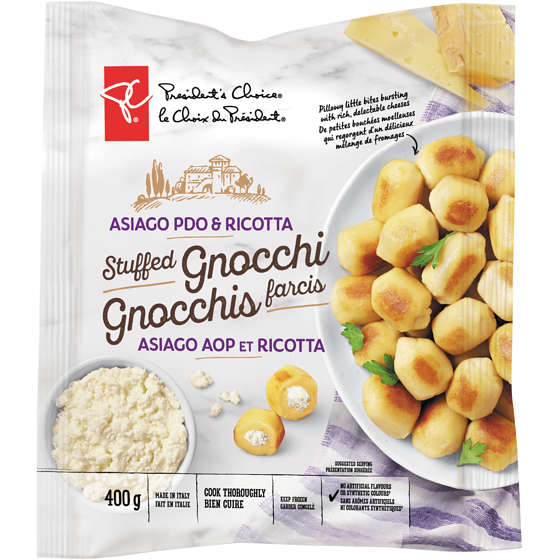 le Choix du Président Gnocchis farcis à l’asiago AOP et à la ricotta 400 g, 1,50 $/100g