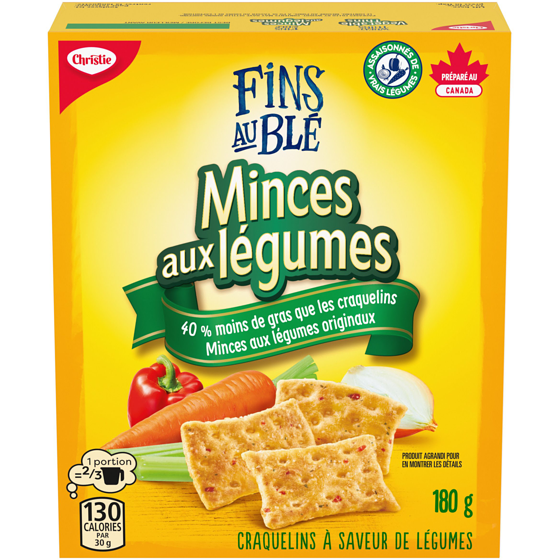 Christie Craquelins MINCES AUX LÉGUMES avec 40 % moins de gras 180 g, 2,78 $/100g