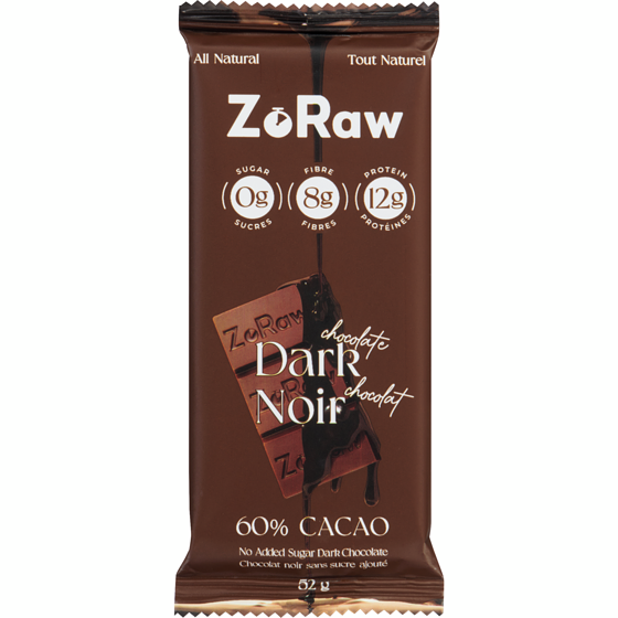 ZoRaw Dark Chocolate Bar With Protein 52 g, $9.21/100g