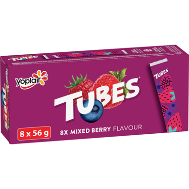 Yoplait Tubes yogourt saveur de petits fruits 1% m.g. 448 g, 0,56 $/100g