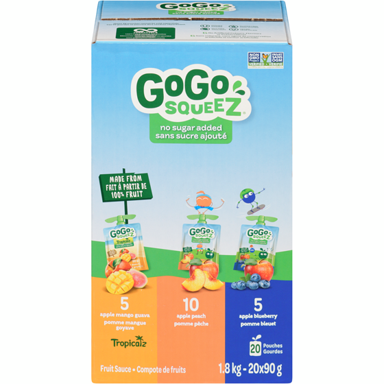 GoGo squeez Fruit Sauce Tropicalz, Apple Peach, Apple Blueberry 20x90.0 g, $1.00/100g