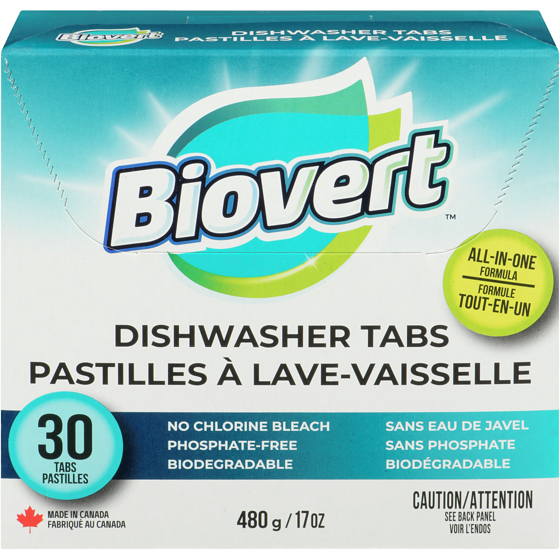 Bio-Vert Automatic Dishwasher Tabs All-In-1 Formula 480 g, $2.19/100g