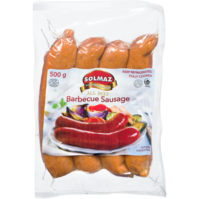 Solmaz Halal Barbecue Sausage All Beef 500 g, $2.20/100g