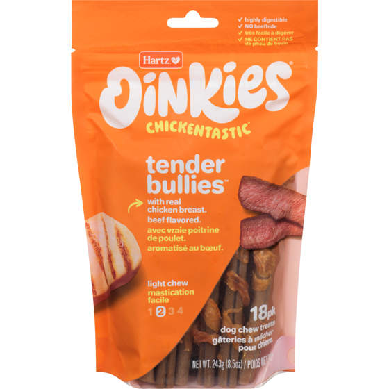 Hartz Oinkies gâteries à mâcher pour chiens aromatisé au bœuf mastication facile 243 g, 6,17 $/100g