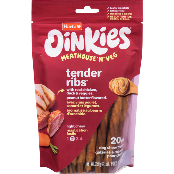Hartz Oinkies gâteries à mâcher pour chiens aromatisé au beurre d'arachide mastication facile 230 g, 6,52 $/100g