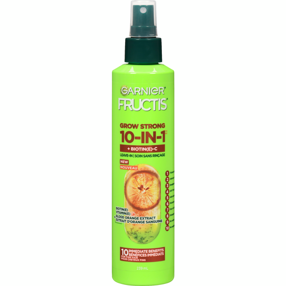 Garnier Fructis Grow Strong Thickening 10-in-1  Leave In Spray for Fine Hair, Heat Protectant, with Vitamin C 239 ml, $4.39/100ml