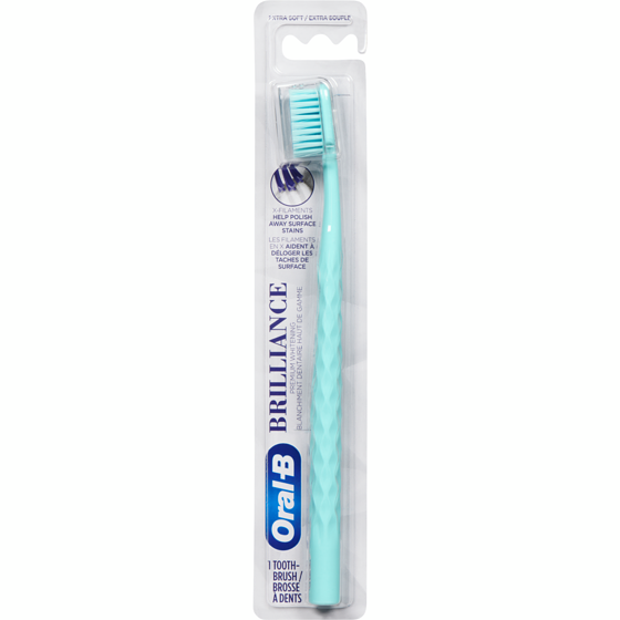 Oral-B Brosses à dents blanchissantes Pro Brillance, moyenne, bleu ciel et gris, 2 unités 1 ea, 7,49 $/1ch