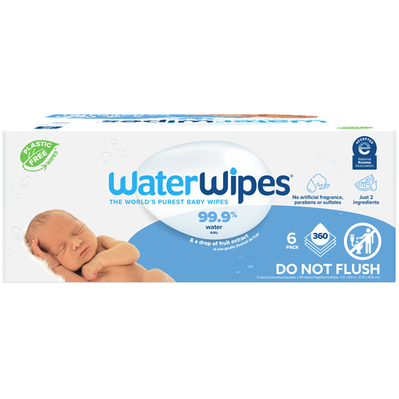 WaterWipes Sensitive+ Newborn & Baby Wipes, 3-en-1 nettoie, soigne, protège, 99,9 % d'eau, non parfumées, 360 unités 360 ea, 0,08 $/1ch