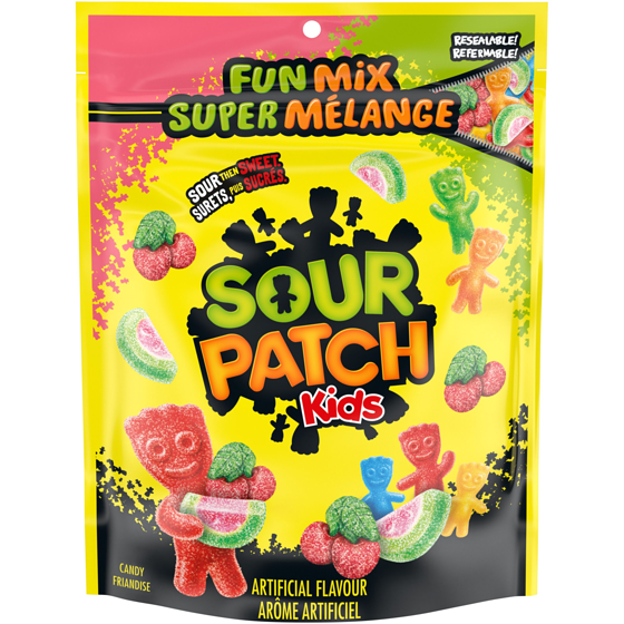 Maynards Assortiment de friandises Sour Patch Kids Super mélange, sac refermable 315 g, 1,59 $/100g