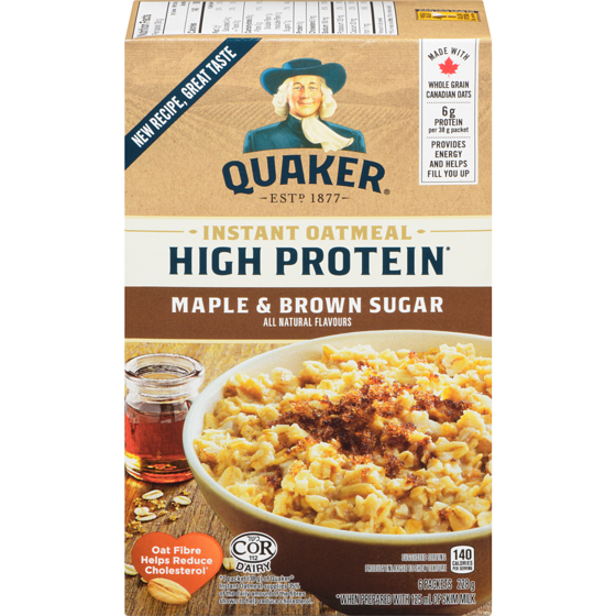 Quaker High Protein Maple & Brown Sugar Flavour Instant Oatmeal 228 g, $1.97/100g