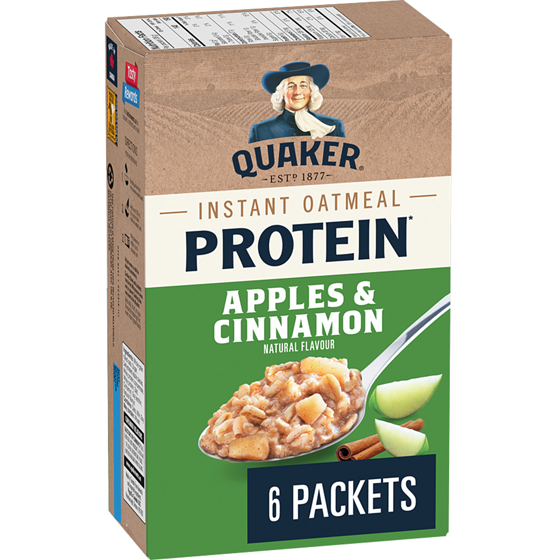 Quaker High Protein Apples & Cinnamon Instant Oatmeal 228 g, $1.97/100g