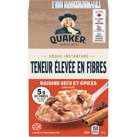Quaker Gruau instantané Teneur élevé 344 g, 1,31 $/100g
