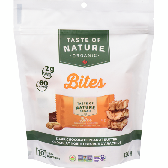 Taste of Nature Organic Bites Dark Chocolate Peanut Butter 120 g, $6.24/100g