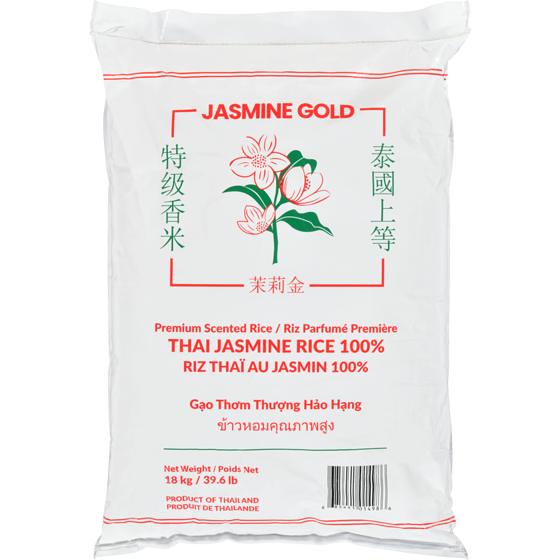Jasmine Gold Jasmine Rice 18 kg, $0.23/100g