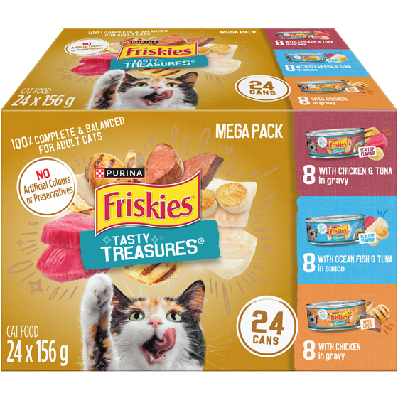 Purina Friskies Tasty Treasures Poultry and Fish Combo Variety Pack, Wet Cat Food 3.74 kg, $0.64/100g