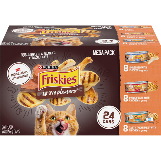 Purina Friskies Gravy Pleasers Chicken Flavours Variety Pack, Wet Cat Food 3.744 kg, $0.64/100g