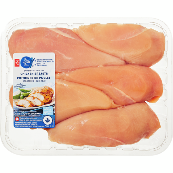 PC Menu Bleu Poitrines de poulet désossées sans peau 1.1 kg, 1,91 $/100g
