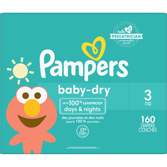 Pampers Couches Baby-Dry, taille 3, 160 couches 160 ea, 0,27 $/1ch