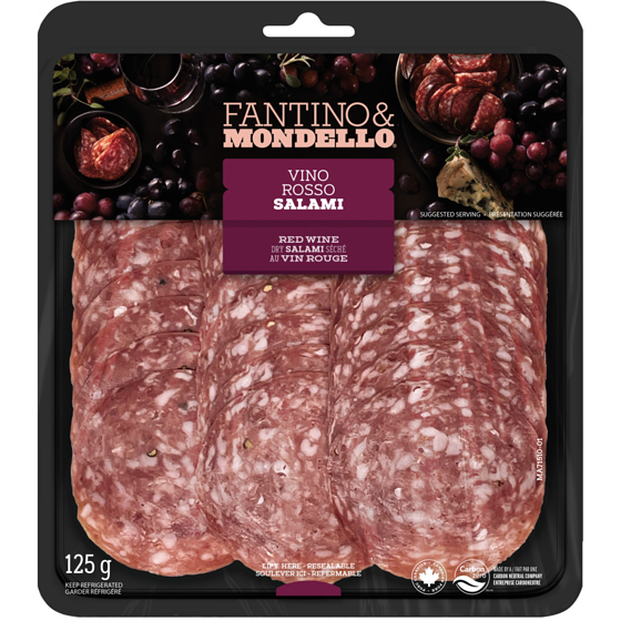 Fantino & Mondello Salami séché tranché au vin rouge 125 g, 7,03 $/100g