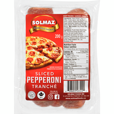 Solmaz Halal Sliced Pepperoni 200 g, $2.75/100g