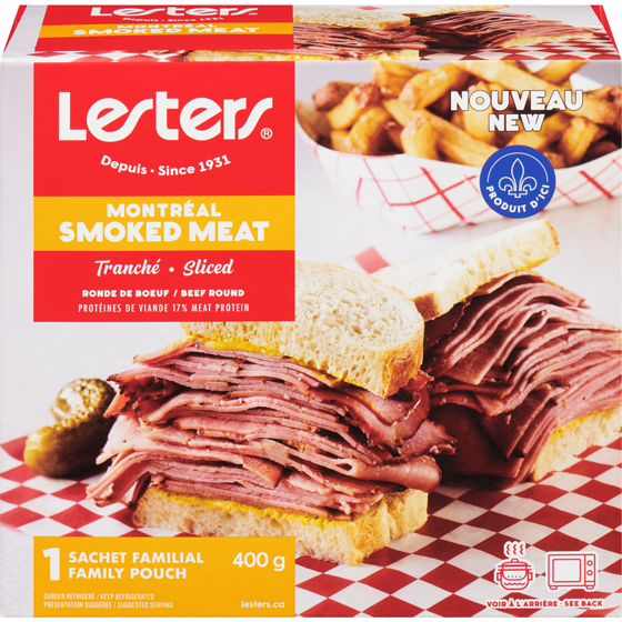 Lesters Montréal Smoked Meat Sliced Beef Round 400 g, $4.00/100g
